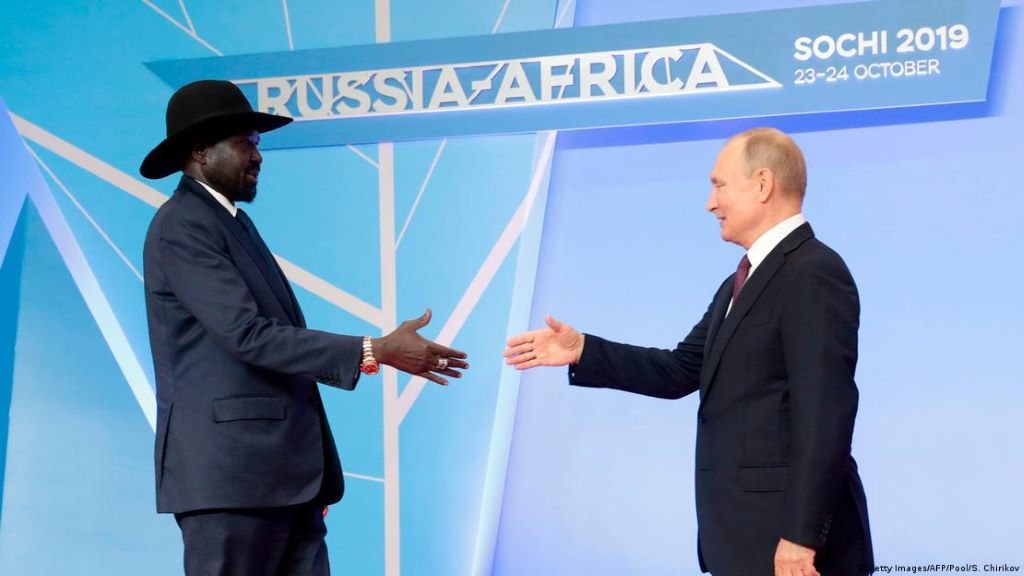 Kiir (left) and Putin (right) seen in this photo at the Russia-Africa summit in October 2019. Photo: AFP/Getty Images